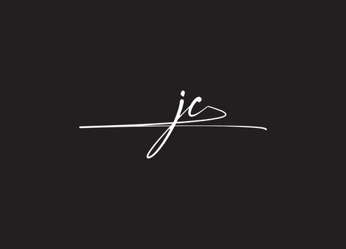 Minimalist line art letter JC logo design