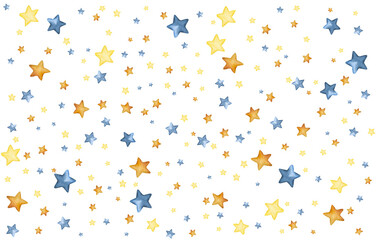 Colorful stars watercolor seamless pattern