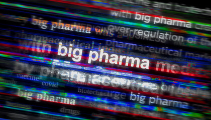 Big Pharma headline titles media with 3d illustration