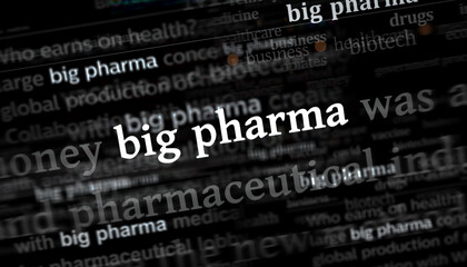 Obraz premium Big Pharma headline titles media with 3d illustration
