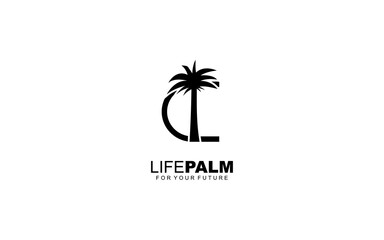 Obraz premium C logo PALM for identity. tree template vector illustration for your brand.