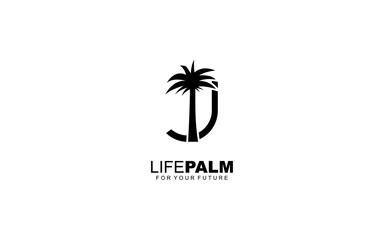 Obraz premium J logo PALM for identity. tree template vector illustration for your brand.