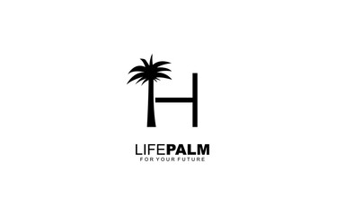 Obraz premium H logo PALM for identity. tree template vector illustration for your brand.