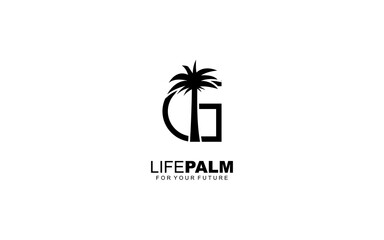 G logo PALM for identity. tree template vector illustration for your brand.