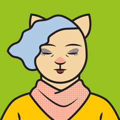 Frankie young cat person hipster avatar character