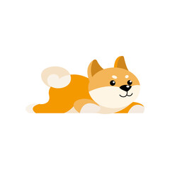 Dog cartoon character lying vector illustration. Cute puppy growing from little to adult and elderly, small stage of growth isolated on white background. Pets, time concept