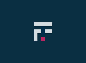 Abstract Initial Letter F and T Logo. Geometric Line Shapes Letter FT TF with Letter T Negative Space.  Suitable For Business and Branding Logos. Flat Design Vector Template Elements