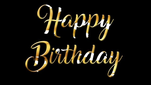 happy birthday lettering with golden effect