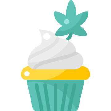 Cannabis Cubcake drug marijuana tobacco cannabinoids herb herbal  flat icon