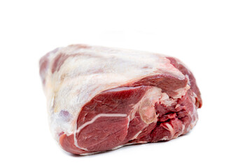 Raw lamb leg, isolated on white