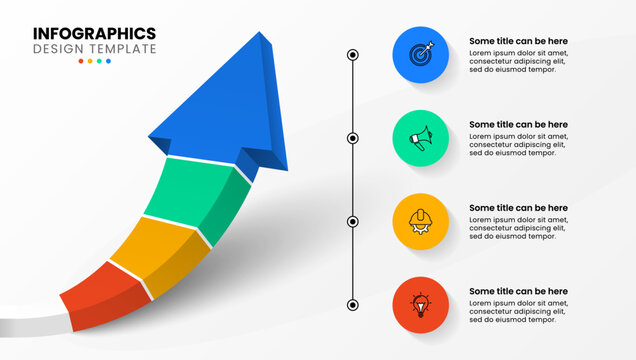 Infographic template. 3d rising arrow divided into 4 pieces