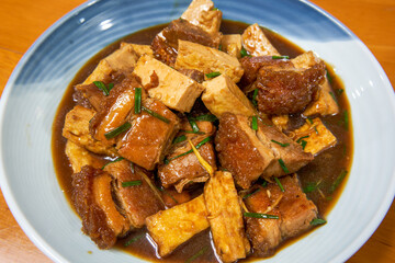 A delicious Chinese dish, braised pork with tofu