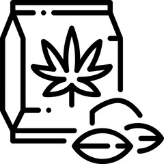 Cannabis Seeds drug marijuana tobacco cannabinoids herb herbal  line outline icon
