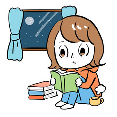 女性　読書　趣味　夜