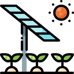 solar technology farming organic nature field garden ranch plant farm  filled color line icon