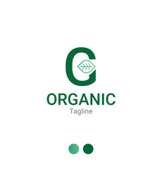 G letter Organic leaf logo design template