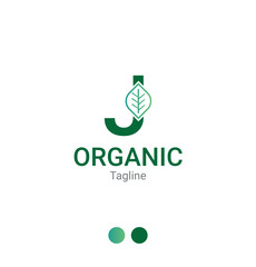 J letter Organic leaf logo design template