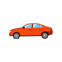 Broken car with flat tire cartoon illustration. Auto, automobile with flat tire in need of repair. Damage, vehicle, fire concept
