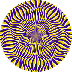 Optical illusion circle of moving striped pattern in pentagonal form. Circular template for motion background design.
