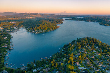 Aerial Views of Bellevue City Washington, USA