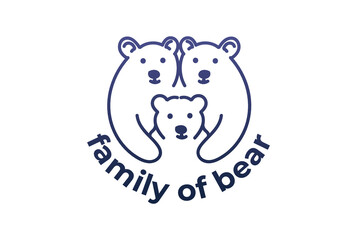 Funny Cute Ice Polar Grizzly Bear Family Cartoon Logo Design Vector