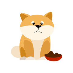 Old dog cartoon character sitting vector illustration. Cute puppy growing from little to adult and elderly, elder stage of growth isolated on white background. Pets, time concept