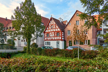 Fototapeta na wymiar Romantic houses in Schwabach old town, city Schwabach, Germany