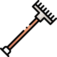 Rake tool nature field garden plant equipment  filled color line icon