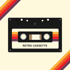 retro audio cassette in black