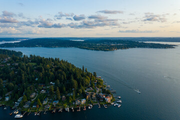 Aerial Views of Bellevue City Washington, USA