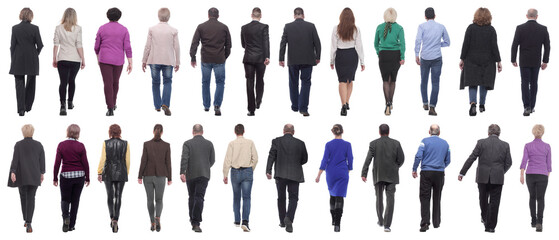 group of successful business people in motion isolated