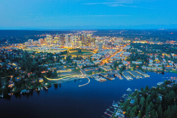 Aerial Views of Bellevue City Washington, USA