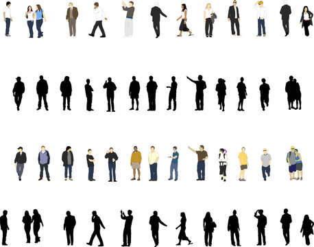 white background people and silhouettes design collection