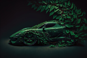 Fototapeta premium green sports car concept ,mada with generative AI