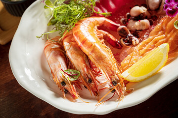 Seafood platter on Christmas table