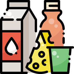 Dairy Product organic nature field garden ranch plant farming farm  filled color line icon