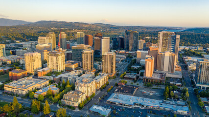 Aerial Views of Bellevue City Washington, USA