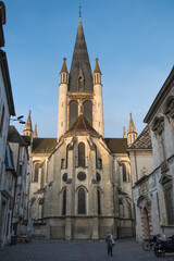 Fototapeta na wymiar Église Notre-Dame de Dijon. Église catholique du XIIIe à l'architecture gothique classique et à la façade ornée de nombreuses gargouilles.