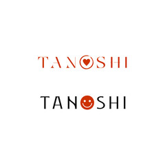 Tanoshi letter word smile logo design with modern Japanese lettering. clean, elegant vector typography for happy branding and corporate identity