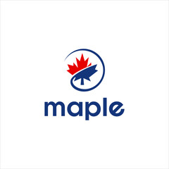 simple red maple leaf logo design, canada symbol vector template