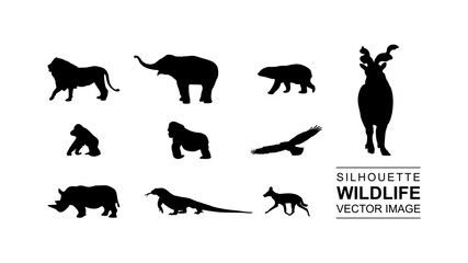 silhouette wildlife set vector stock
