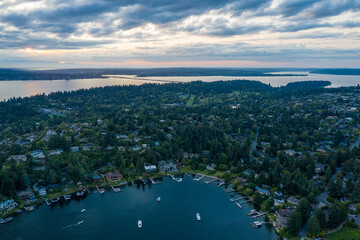 Fototapeta premium Aerial Views of Bellevue City Washington, USA