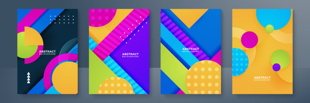Set of trendy vector abstract colorful gradient poster design template. Background for Poster, Brochure, Flyer, leaflet, Annual report, Book cover, banner. Template in A4 size.