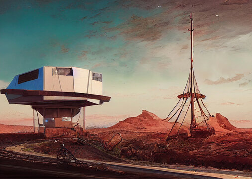 Large location station for coordination of aviation and space flights.