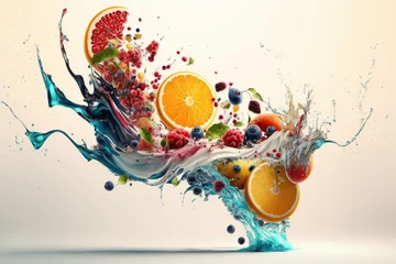 Fotobehang fruit splash fictitious generative AI artwork © Ecleposs