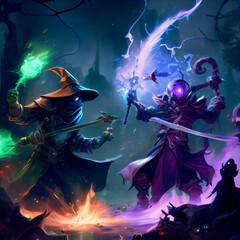 Ninjas and Wizards battling