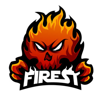 skull fire mascot esport logo design