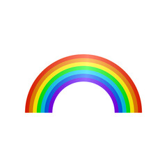 Cute simple rainbow arc sticker. Vector illustration of childish colorful arc. Cartoon rainbow arc in sky isolated on white. Weather, fairytale concept