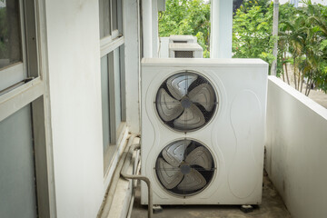Old condenser air conditioning installation air-conditioner cooler.