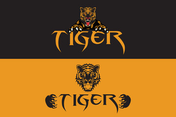 Tiger roaring mascot logo sign emblem vector illustration